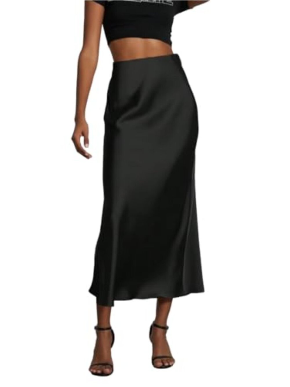 Satin Maxi Skirt High Waisted A-Line Elegant Flowy Formal Silk